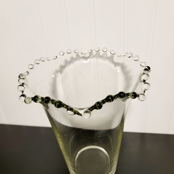 Vintage Imperial Glass Clear Candlewick Crystal Crimped Flip Table Vase 8 inch - Picture 2 of 5